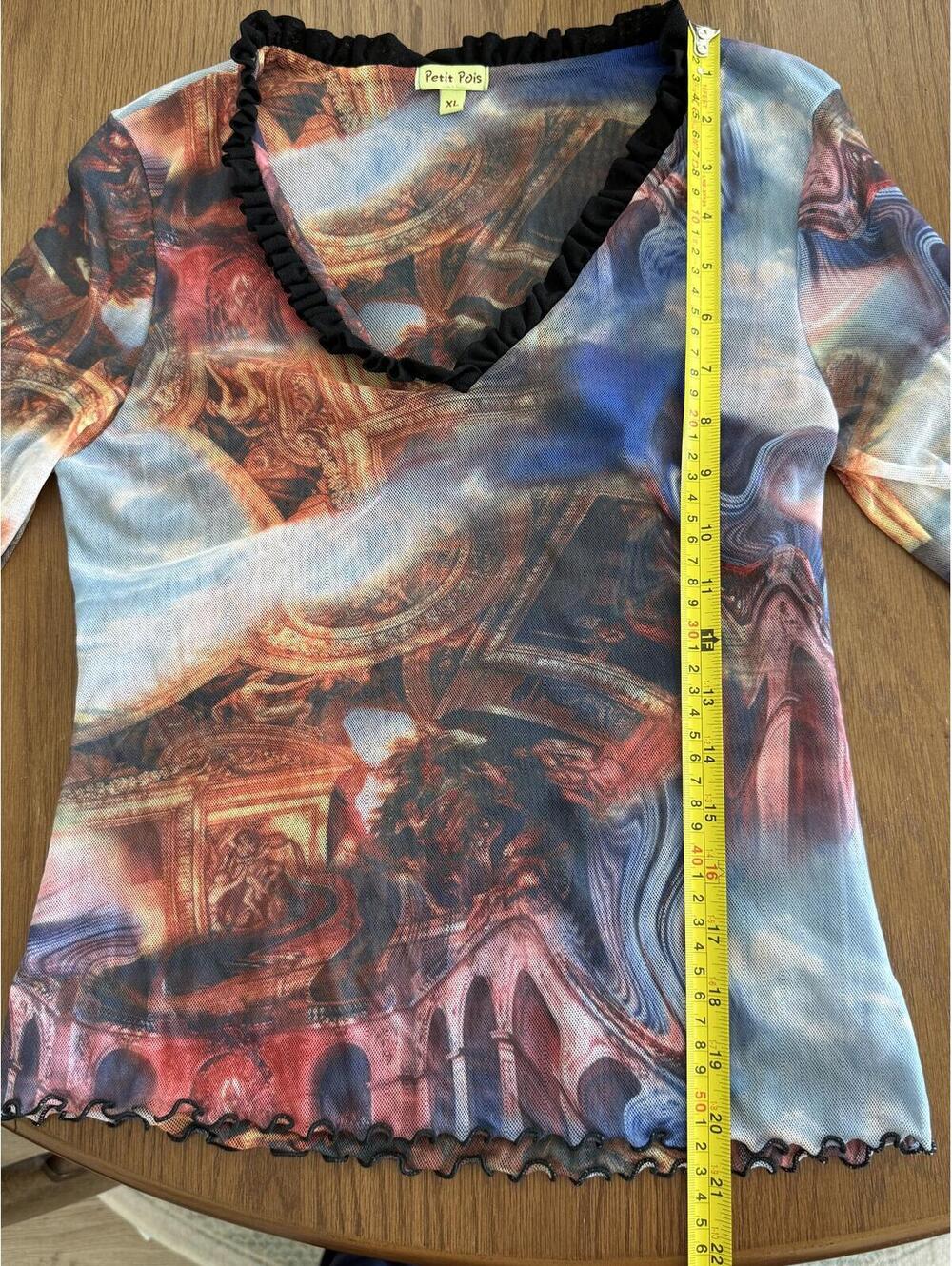 Petit Pois by Viviana G Y2K XL Sheer Mesh Long Sleeve Top Abstract Print - Picture 6 of 9